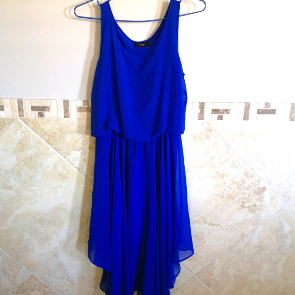 Chiffon midi blue dress